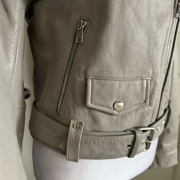 Maje Gray Leather Jacket - Picture 3 of 9